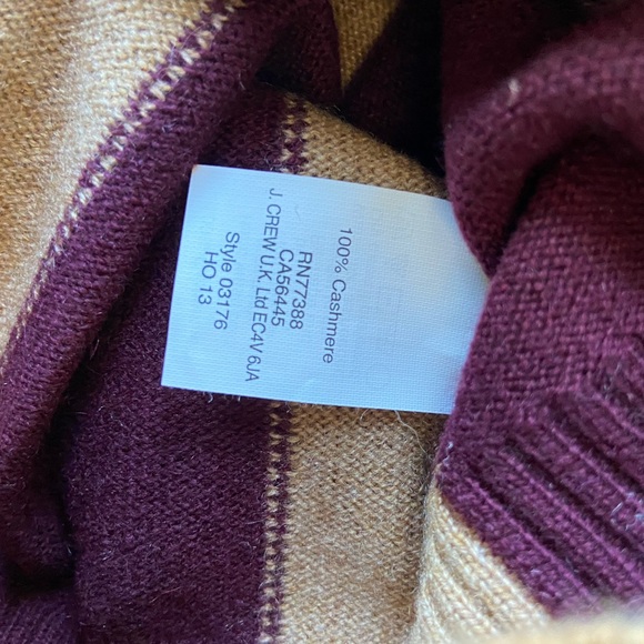 Beautiful NWT burgundy + tan JCrew Collection Striped cashmere Cardigan - Picture 8 of 10